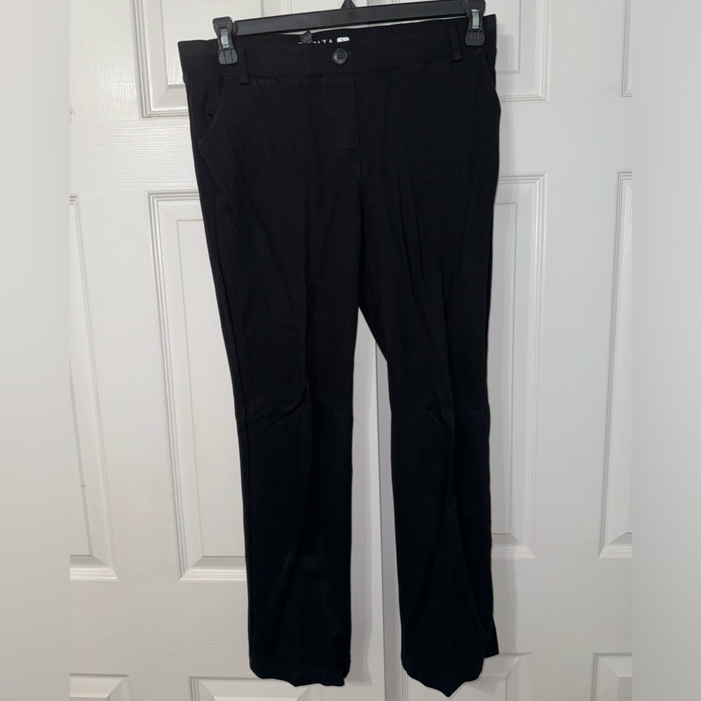 Tapata Black Stretchy Straight Dress Pants with Pockets